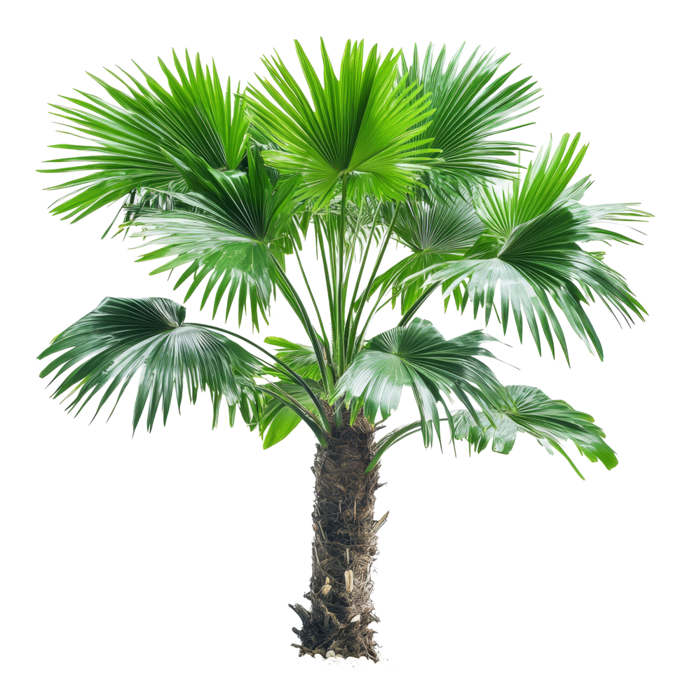 Asian Palmyra palm thriving in a sunny setting with vibrant green fronds and a sturdy trunk, Asian Palmyra palm, Toddy palm, Sugar palm on transparent background png