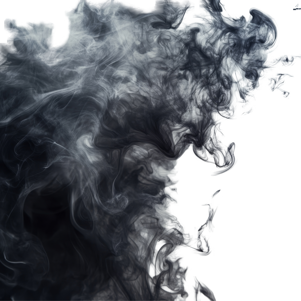 Dark smoke texture on a transparent background creating an abstract design with a fluid and ethereal appearance, evoking a sense of mystery and depth, dark smoke texture on transparent background png