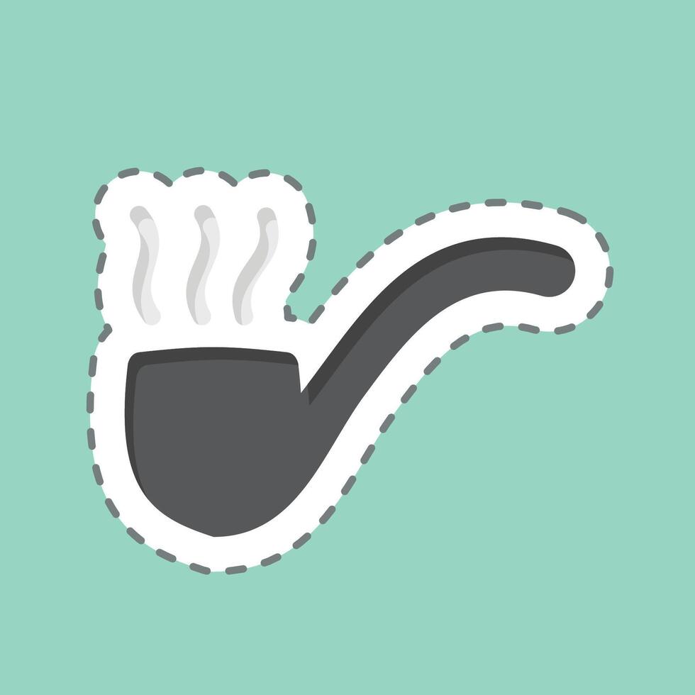 Sticker line cut Smoking Pipe. related to Retirement symbol. design editable vector