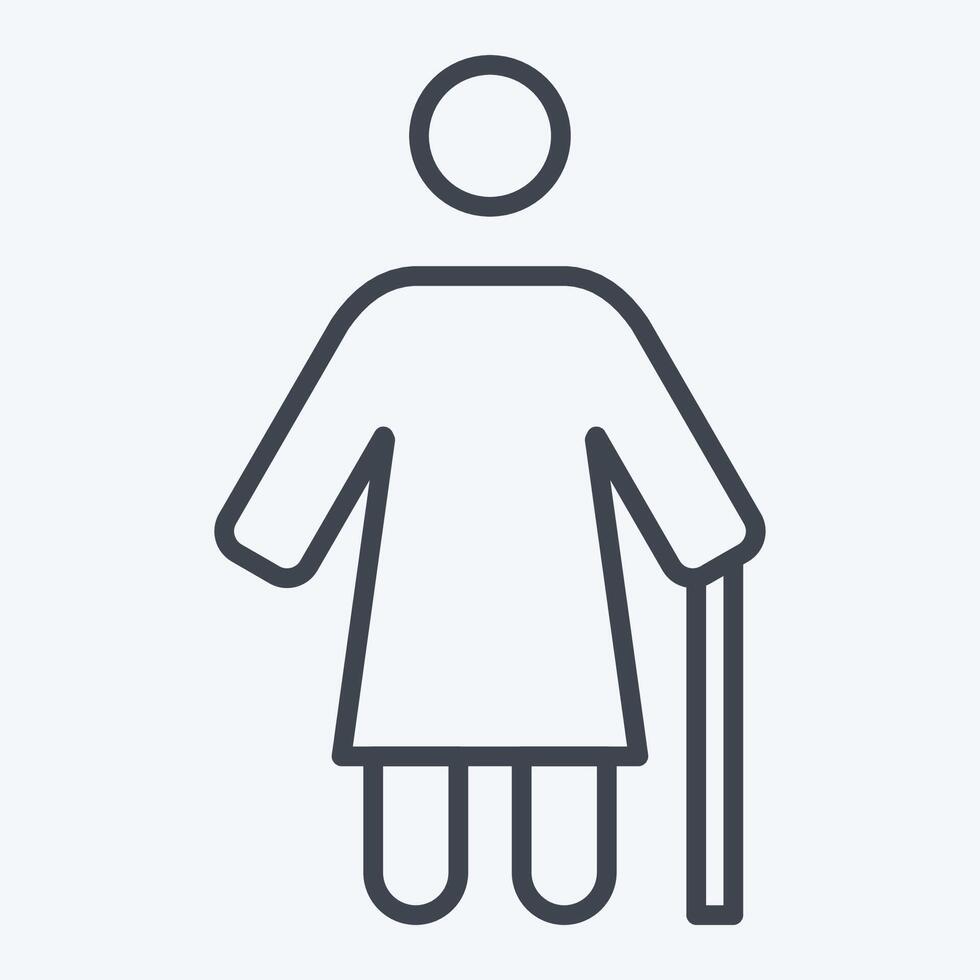Icon Old Woman. related to Retirement symbol. line style. design editable vector