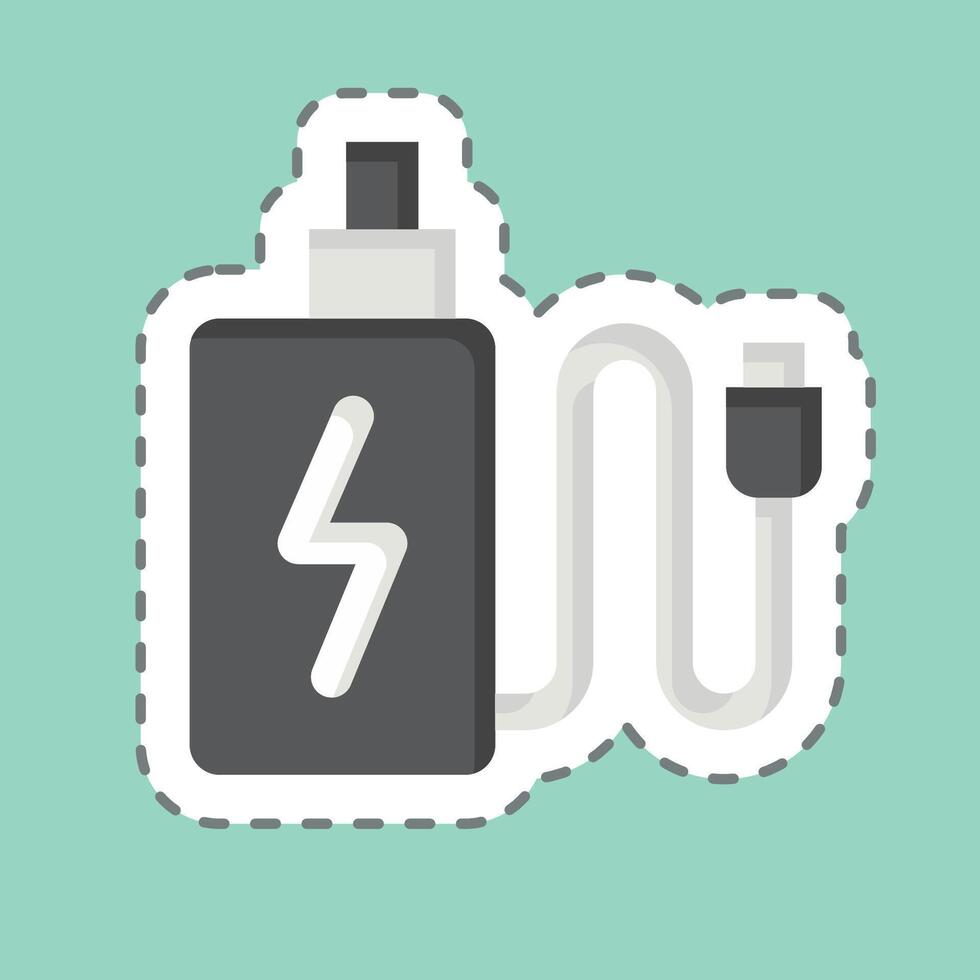 Sticker line cut Charging. related to Vape symbol. design editable vector