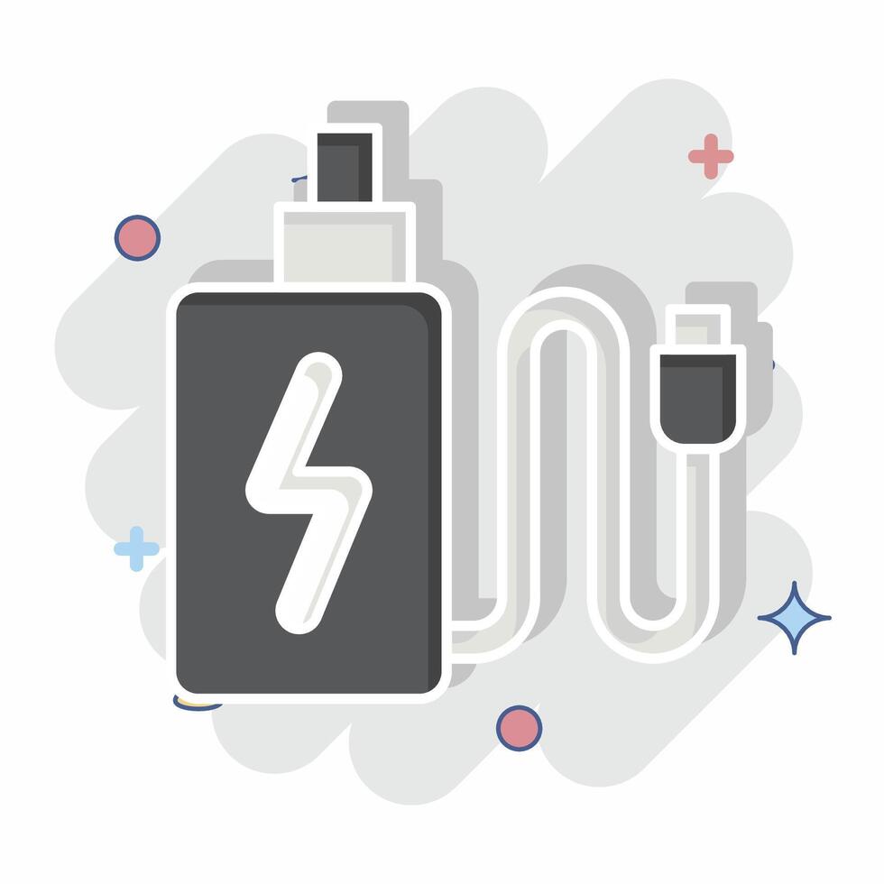 Icon Charging. related to Vape symbol. comic style. design editable vector