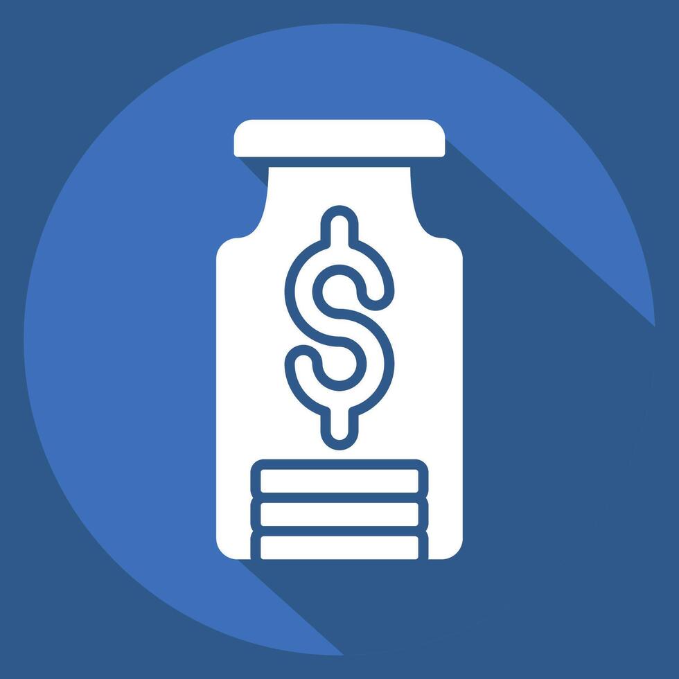 Icon Saving. related to Retirement symbol. long shadow style. design editable vector