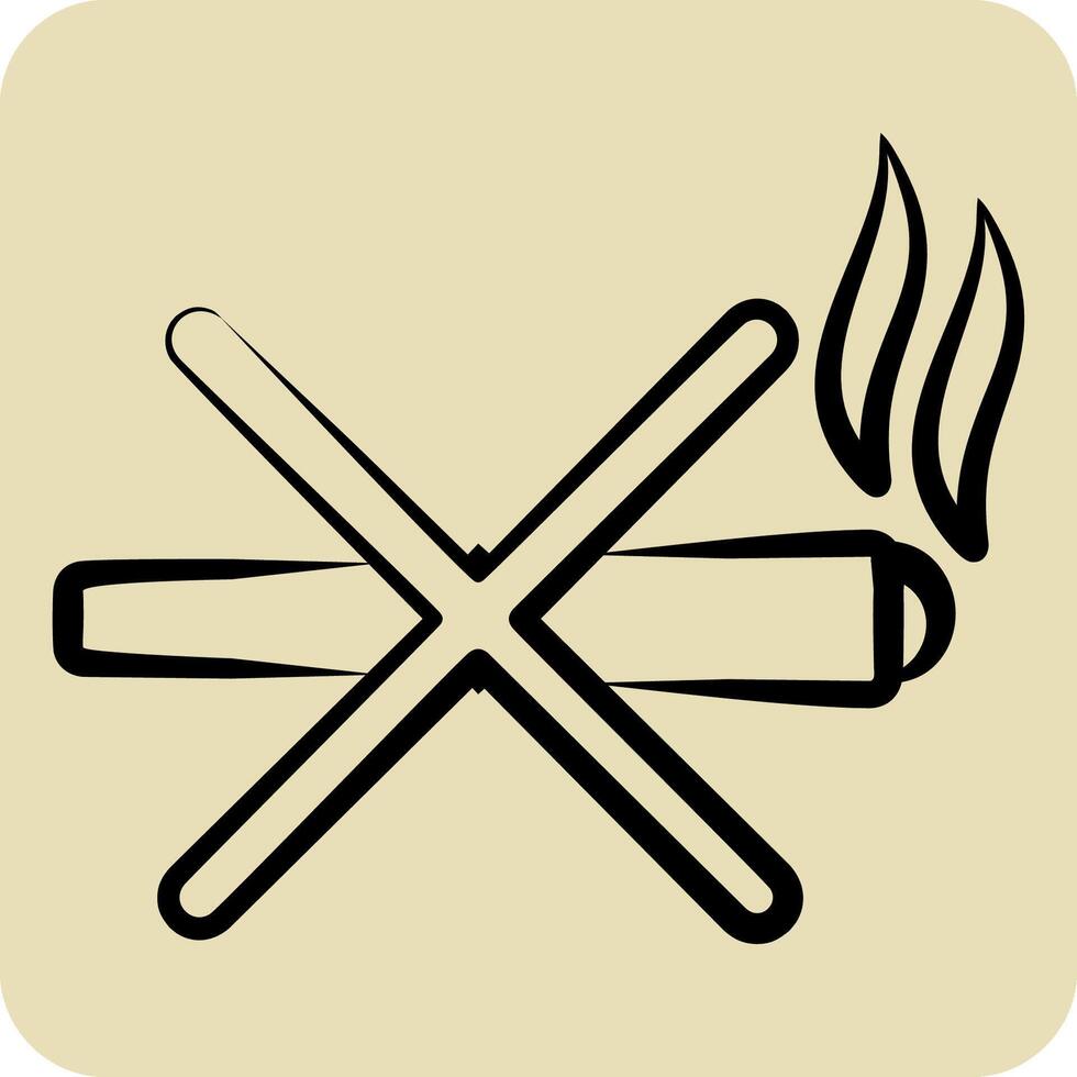 Icon Ban Smoking. related to Smoking symbol. hand drawn style. design editable vector