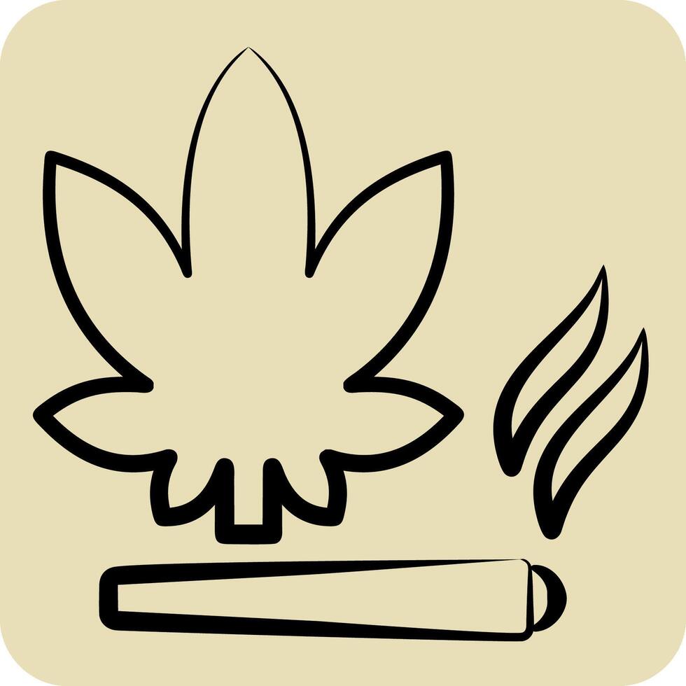 Icon Cannabis. related to Smoking symbol. hand drawn style. design editable vector