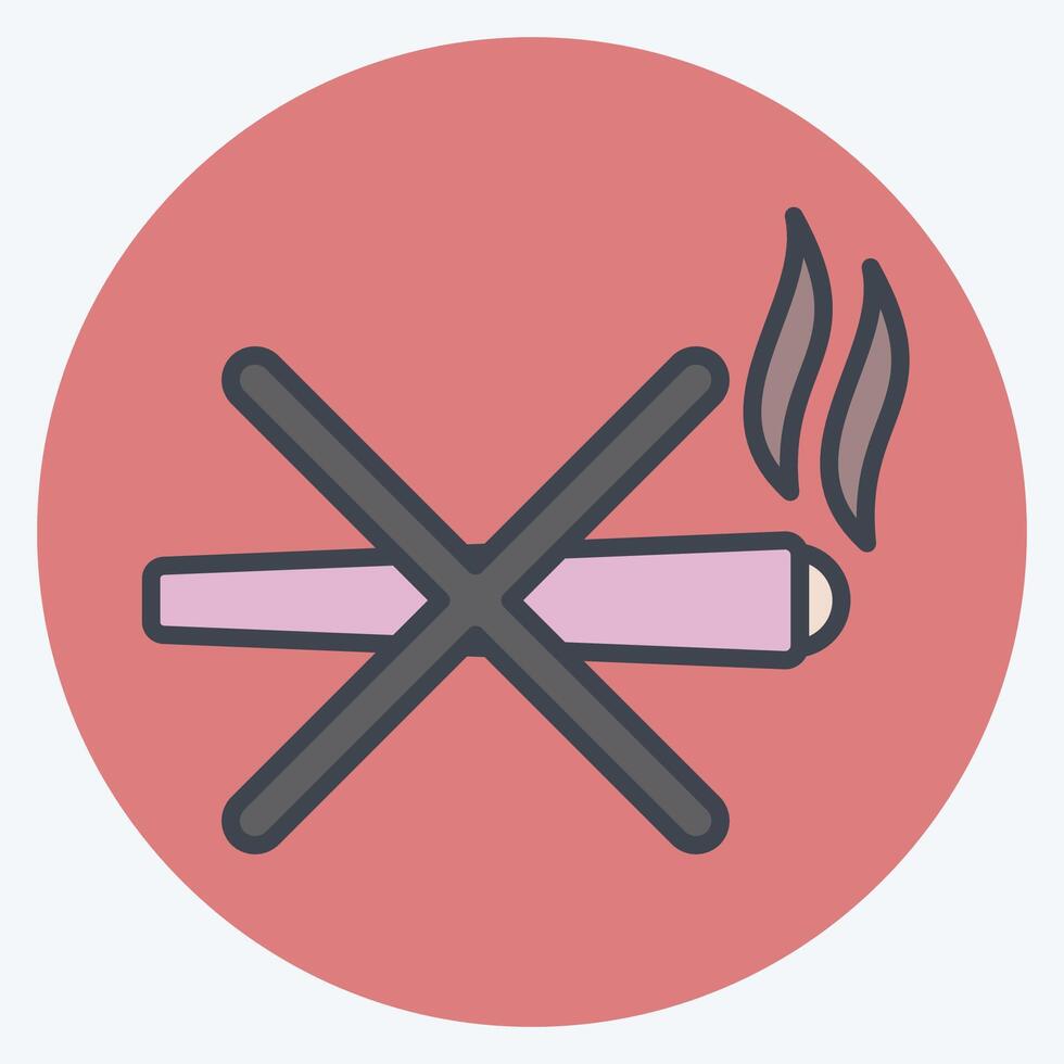 Icon Ban Smoking. related to Smoking symbol. color mate style. design editable vector