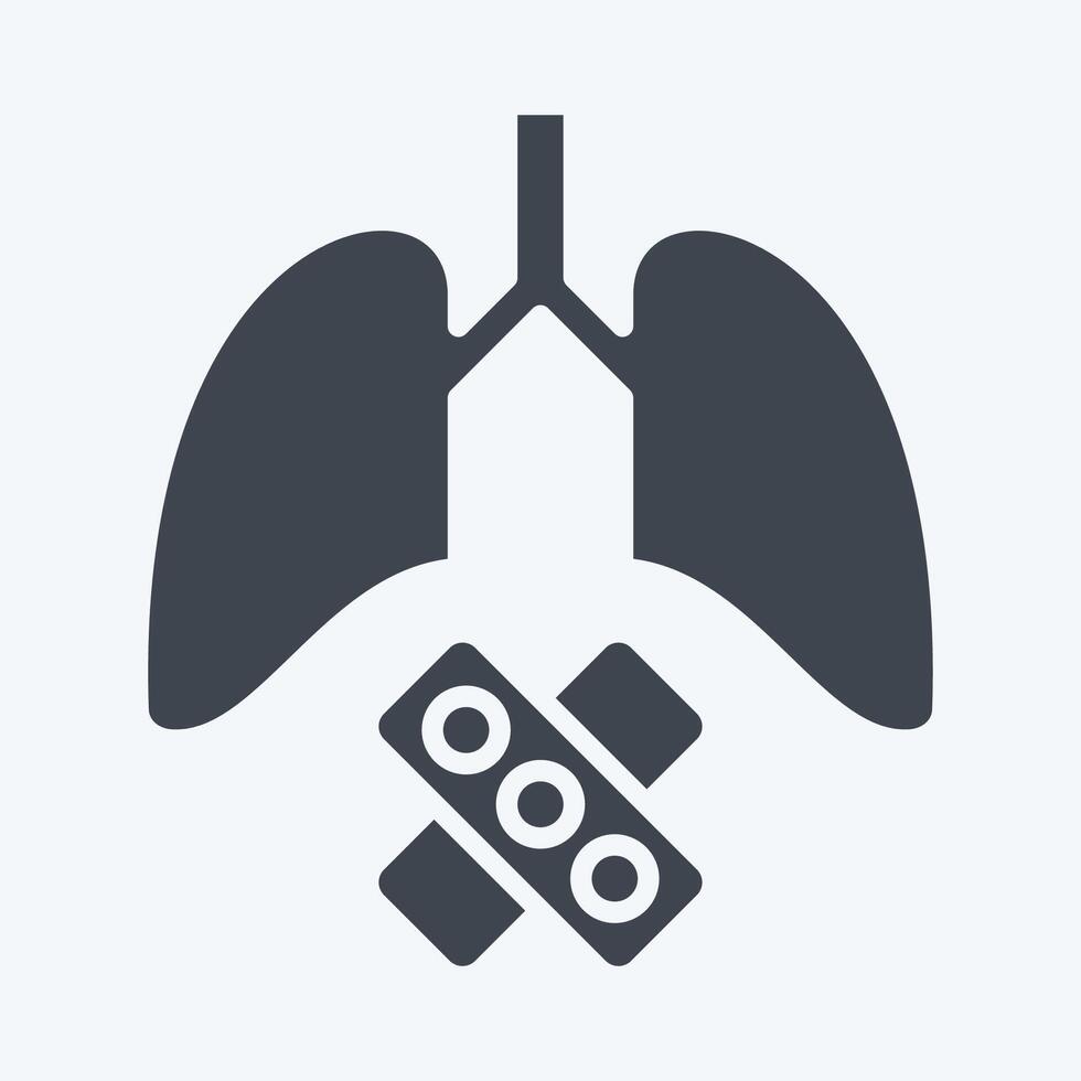 Icon Damaged Lungs. related to Smoking symbol. glyph style. design editable vector