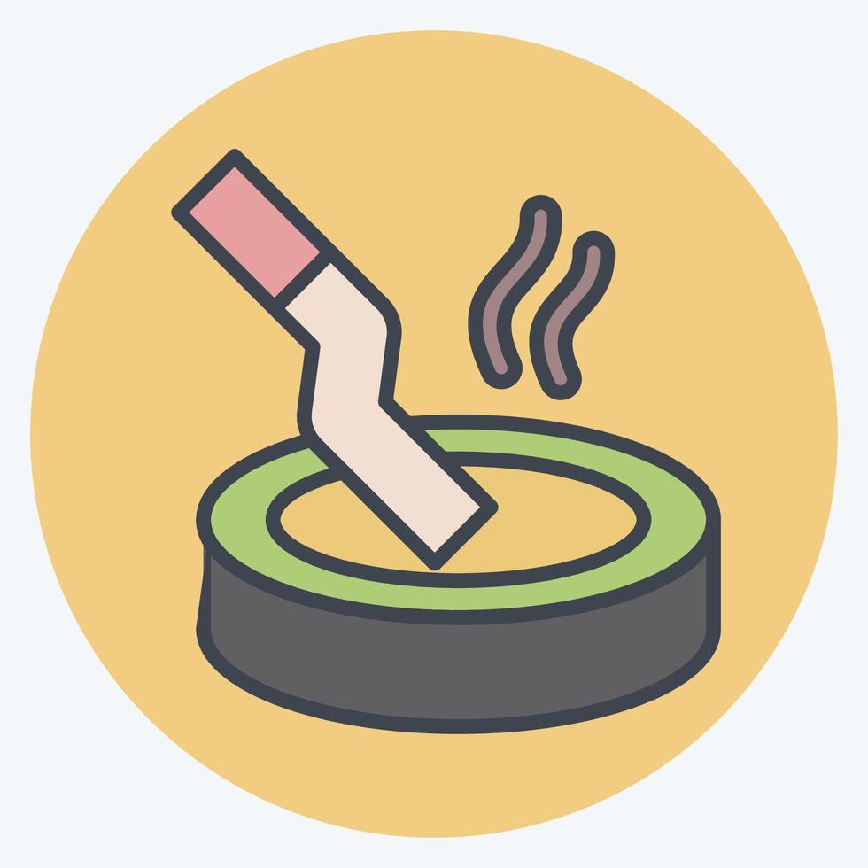 Icon Ashtray. related to Smoking symbol. color mate style. design editable vector
