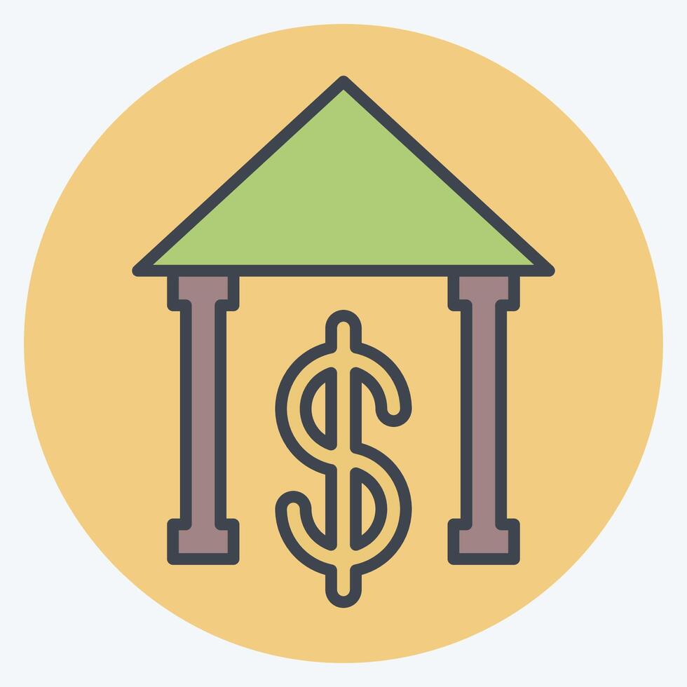 Icon Bank. related to Savings symbol. color mate style. design editable vector