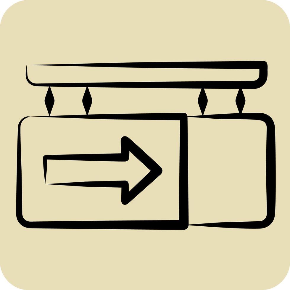 Icon Exit. related to Parking symbol. hand drawn style. design editable vector