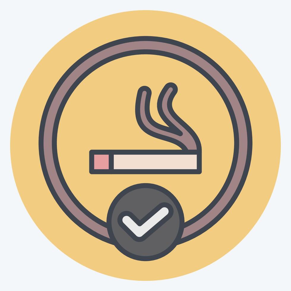 Icon Smoking Area. related to Smoking symbol. color mate style. design editable vector