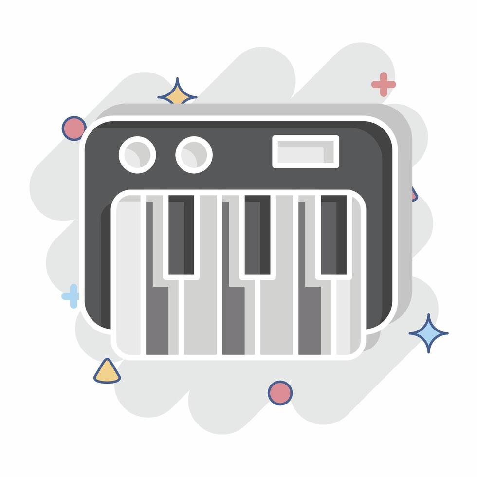Icon Piano Keyboard. related to Kindergarten symbol. comic style. design editable vector