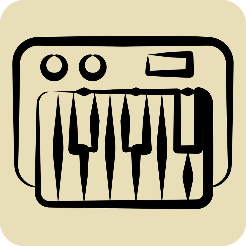 Icon Piano Keyboard. related to Kindergarten symbol. hand drawn style. design editable vector