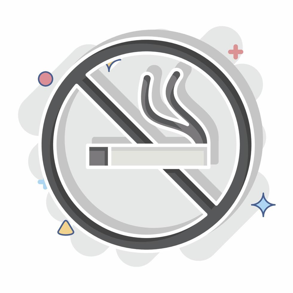 Icon No Smoking. related to Smoking symbol. comic style. design editable vector