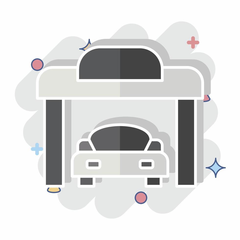 Icon Garage. related to Parking symbol. comic style. design editable vector