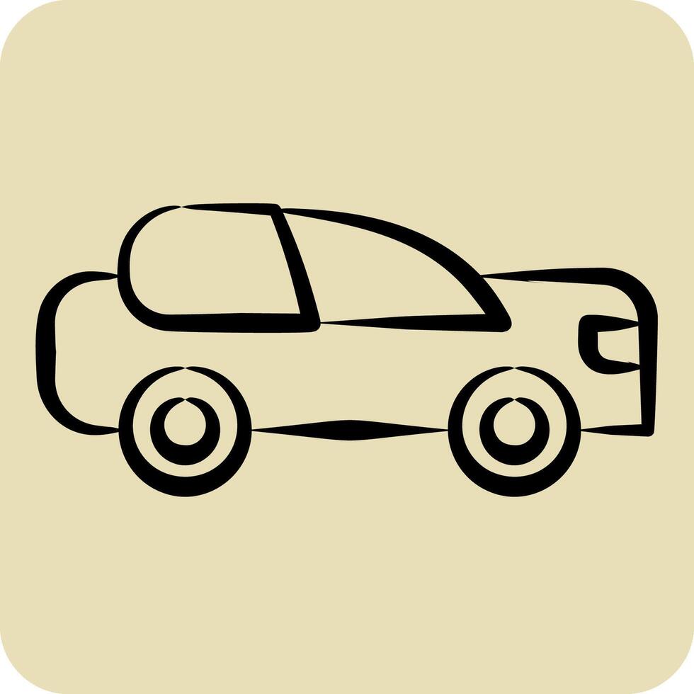 Icon Car. related to Parking symbol. hand drawn style. design editable vector