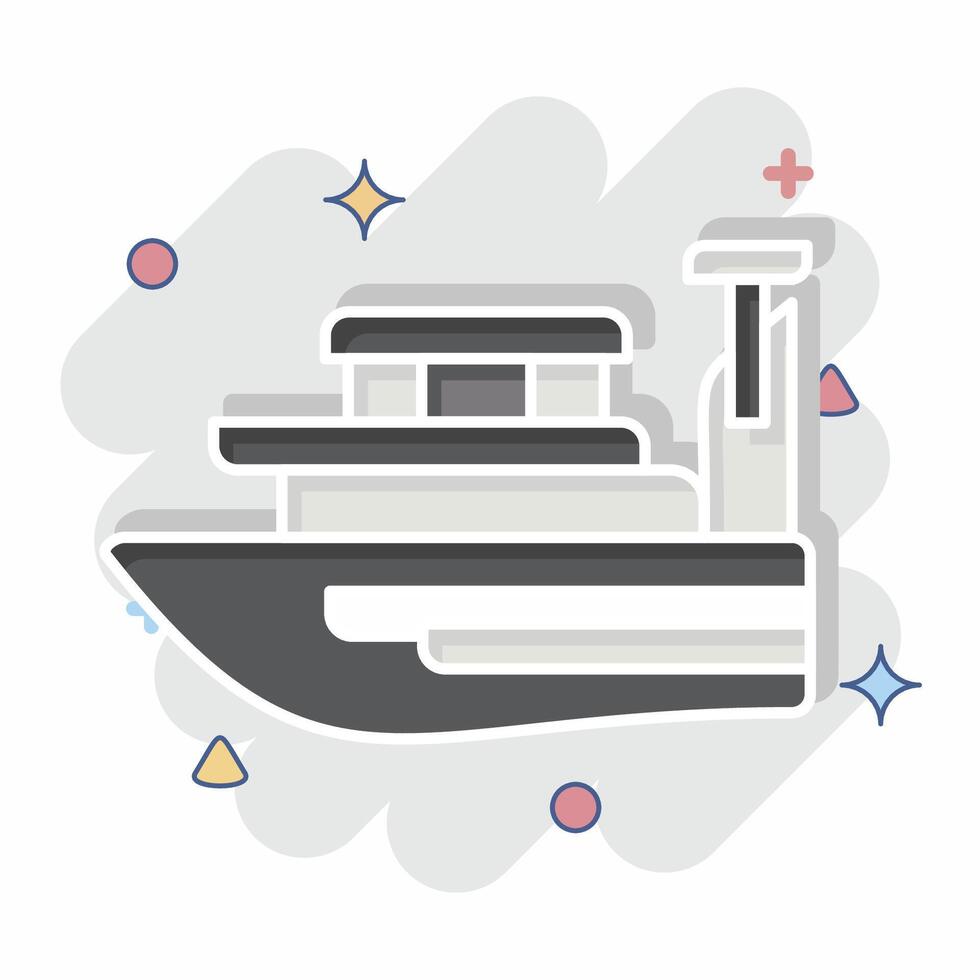 Icon Yacht. related to Summer symbol. comic style. design editable vector