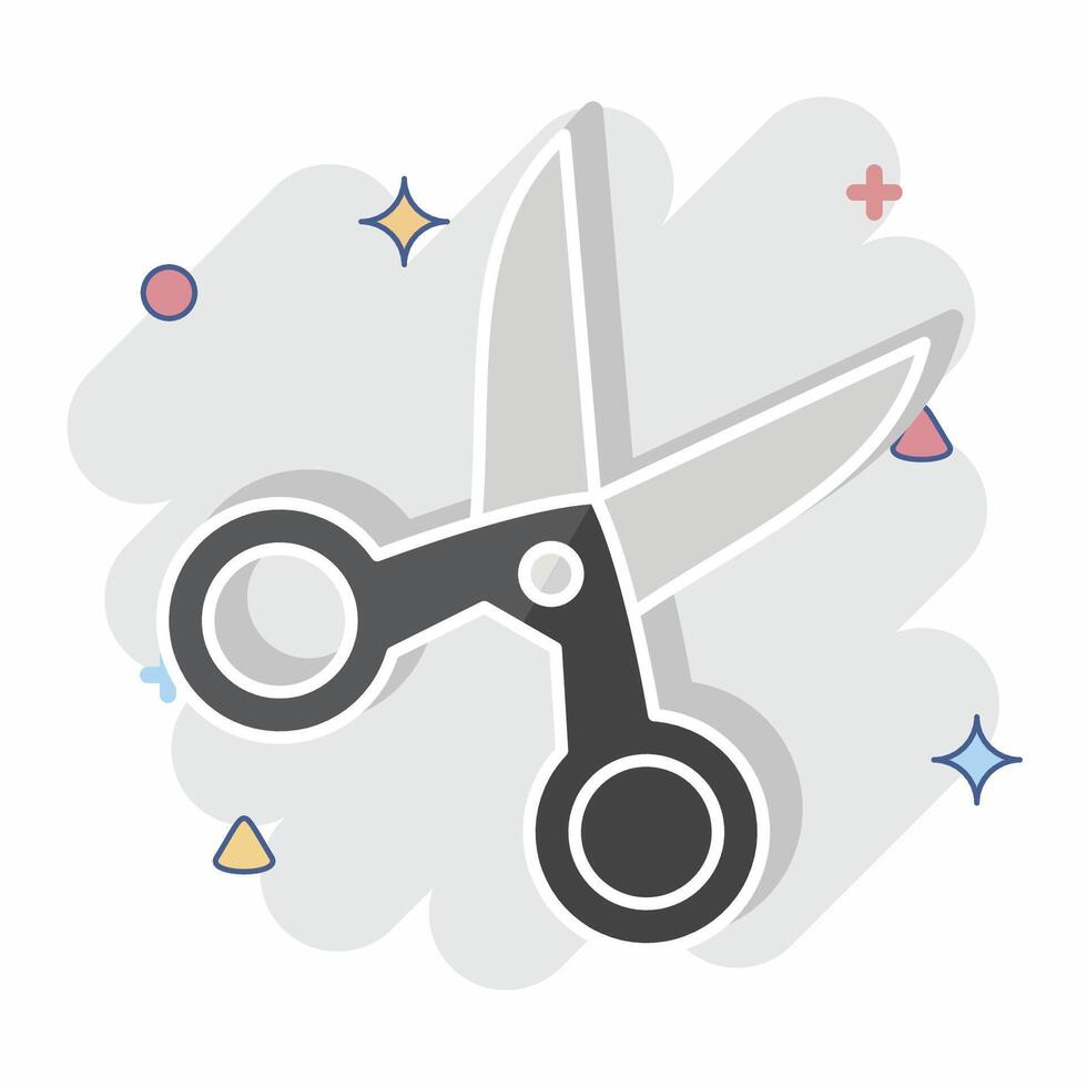 Icon Scissor. related to Kindergarten symbol. comic style. design editable vector