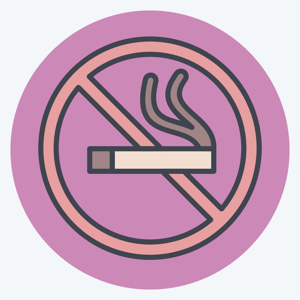 Icon No Smoking. related to Smoking symbol. color mate style. design editable vector