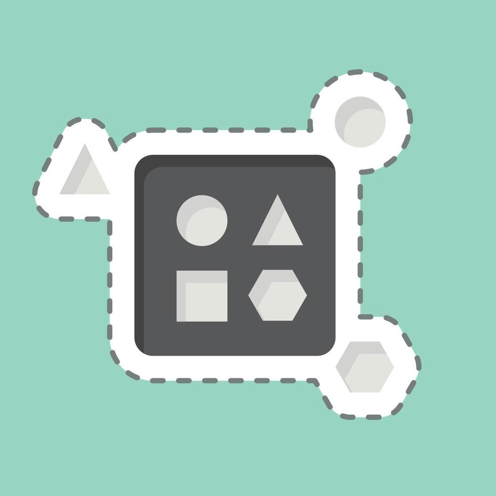 Sticker line cut Toy Shape. related to Kindergarten symbol. design editable vector