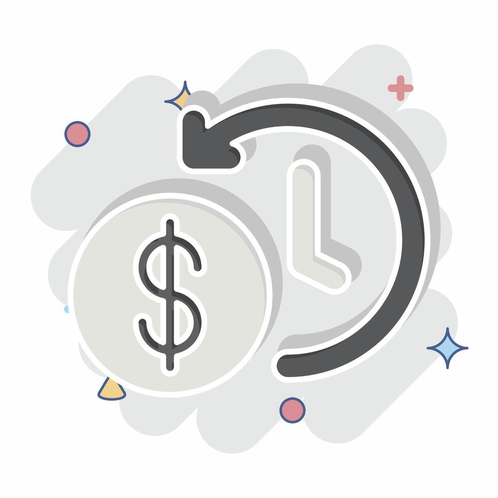 Icon Time Saved. related to Savings symbol. comic style. design editable vector