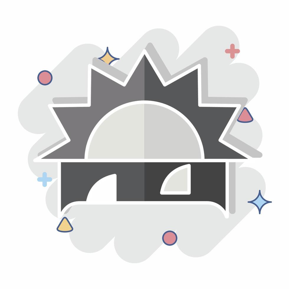 Icon Sunset. related to Summer symbol. comic style. design editable vector