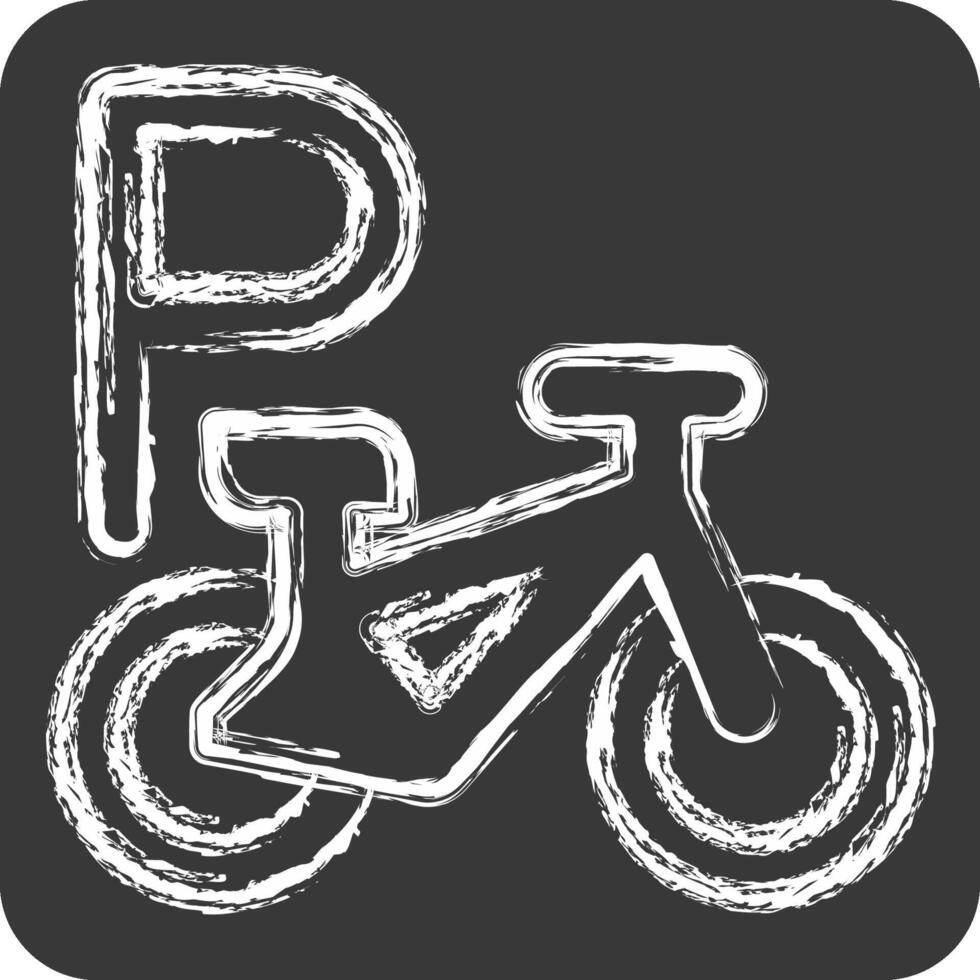 Icon Bike Parking. related to Parking symbol. chalk Style. design editable vector