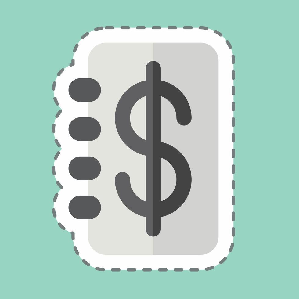 Sticker line cut Passbook. related to Savings symbol. design editable vector
