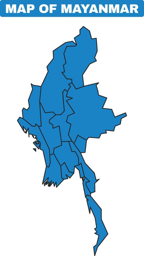 Blue Mayanmar country map border outline vector