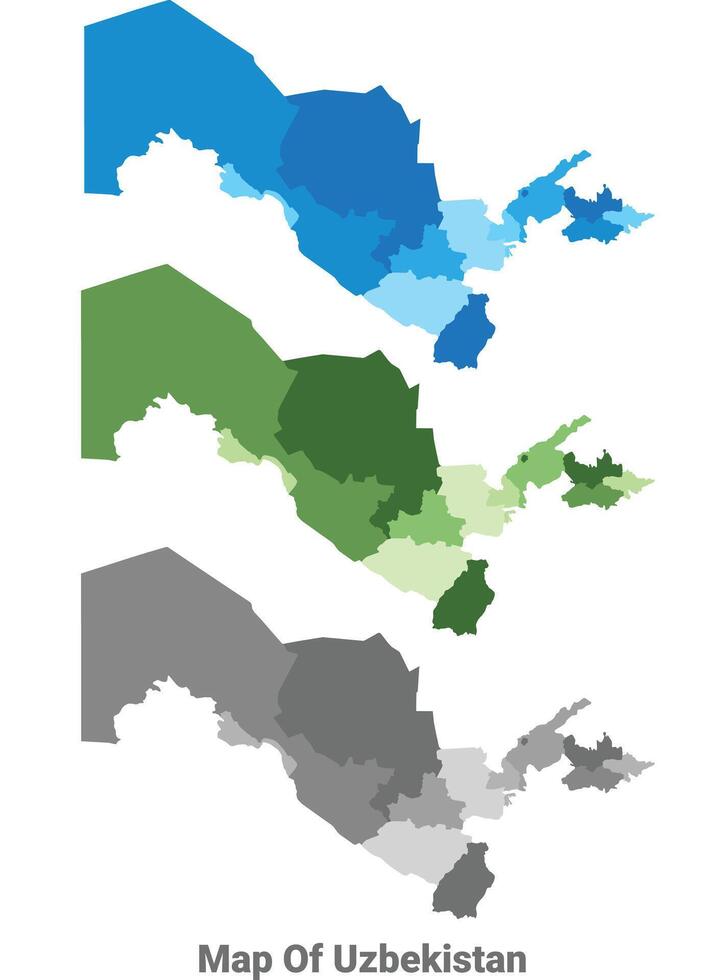 Uzbekistan country map in different colors vector