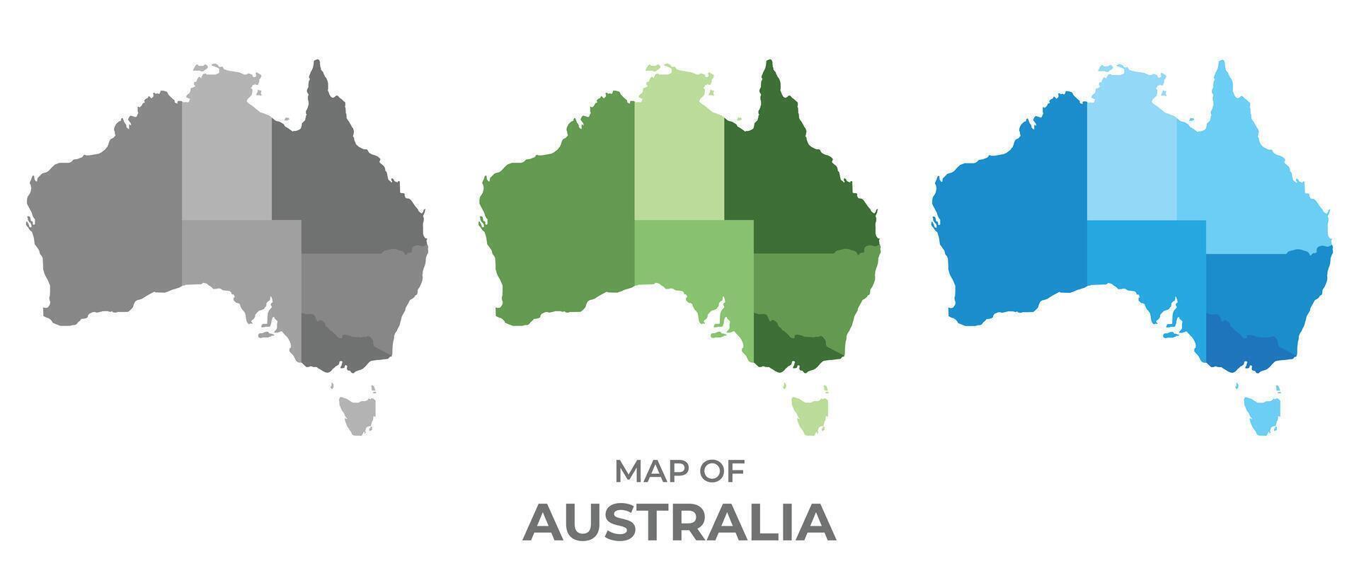 Australia country map in different colors vector