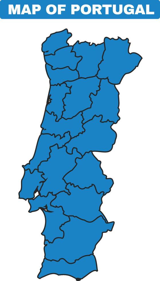 Blue Portugal country map border outline vector