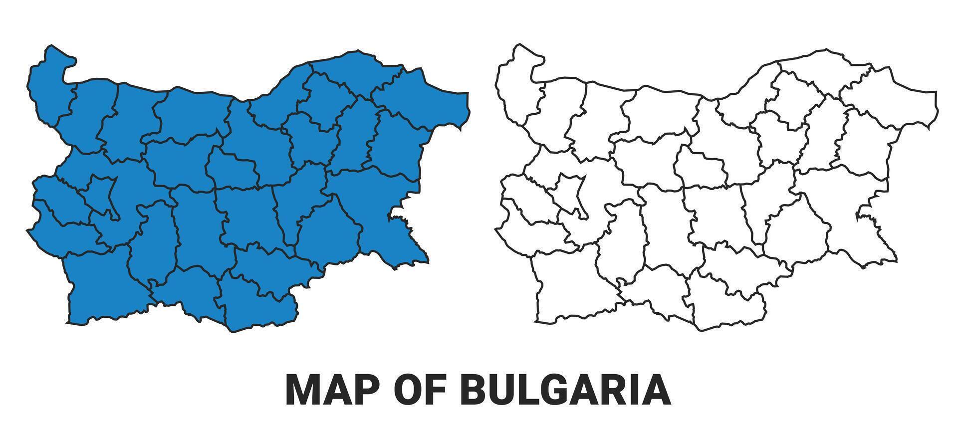Bulgaria Blue detailed outline map border regions outline set vector
