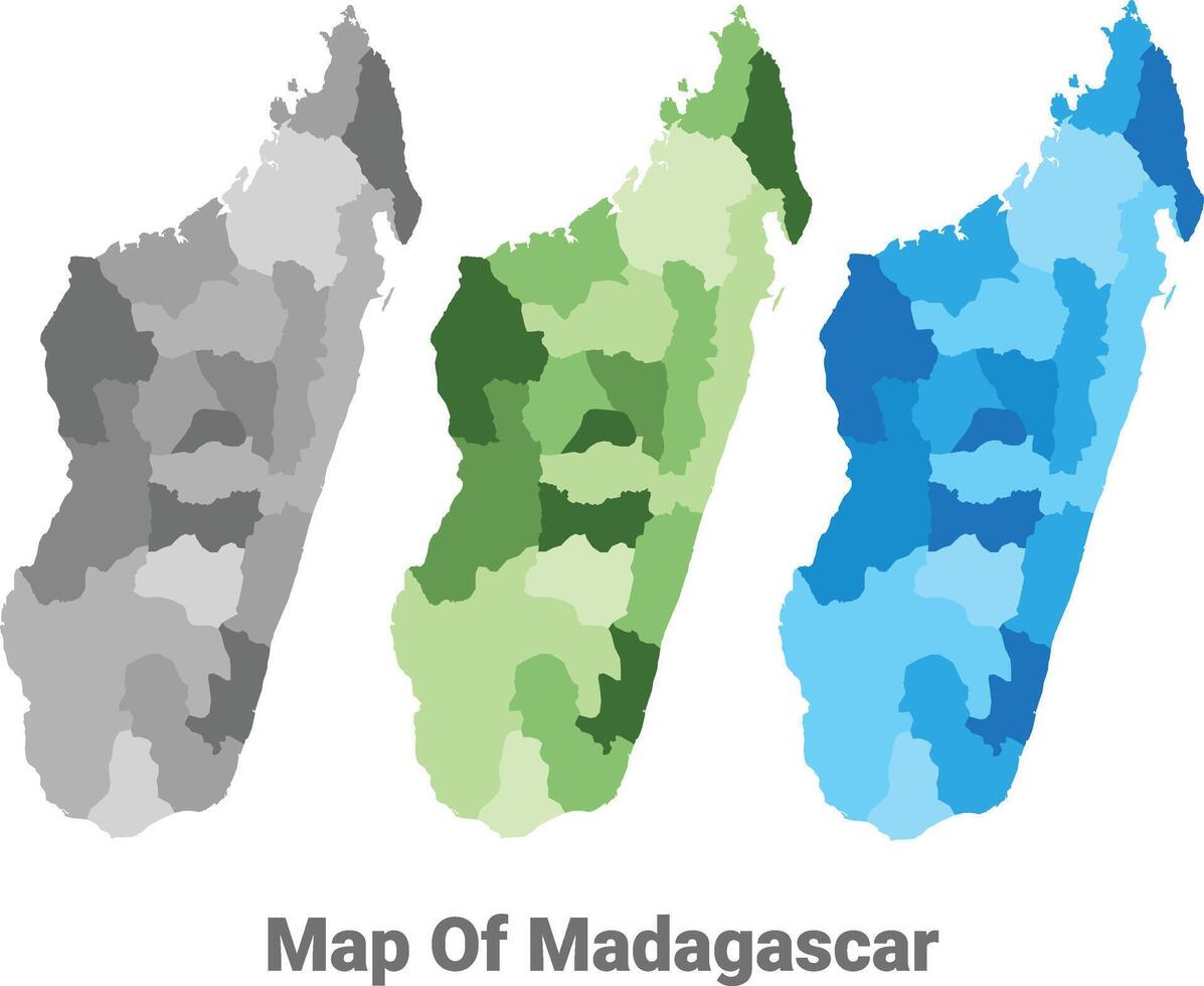 Madagascar country map in different colors vector