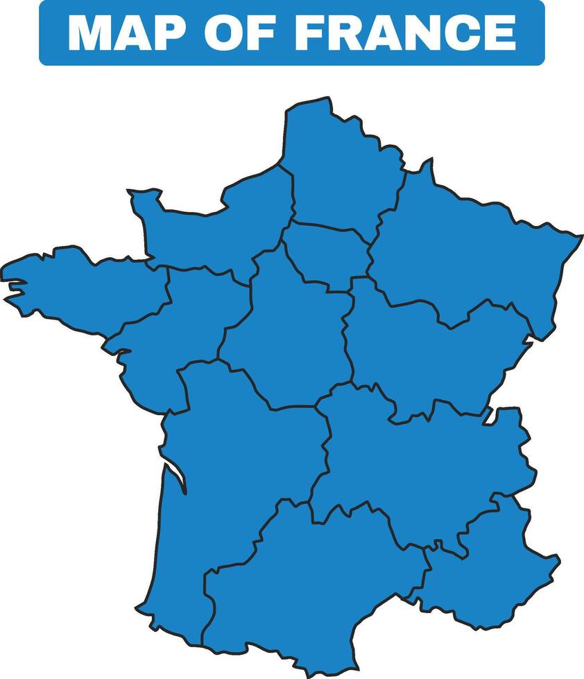 Blue France country map border outline vector