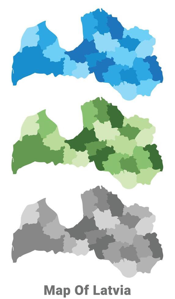 Latvia country map in different colors vector
