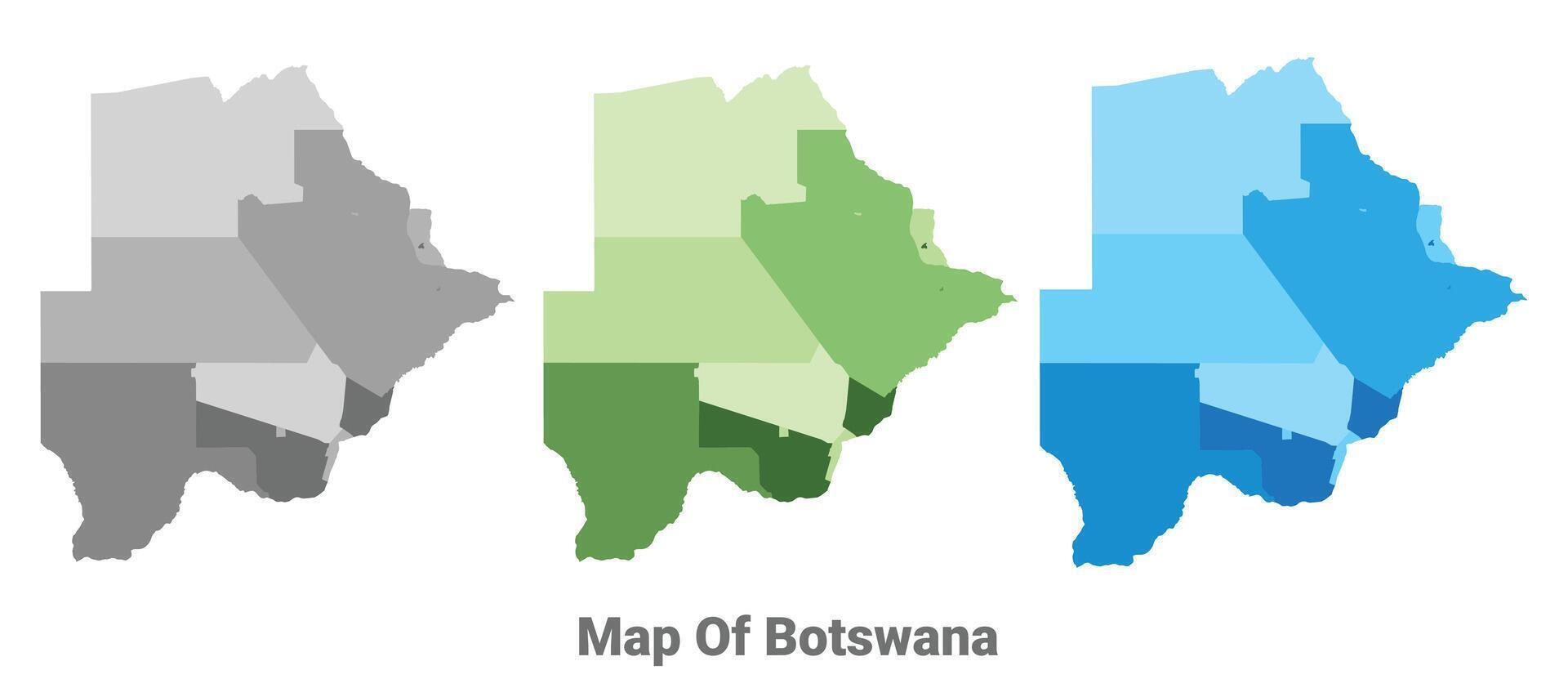 Botswana country map in different colors vector
