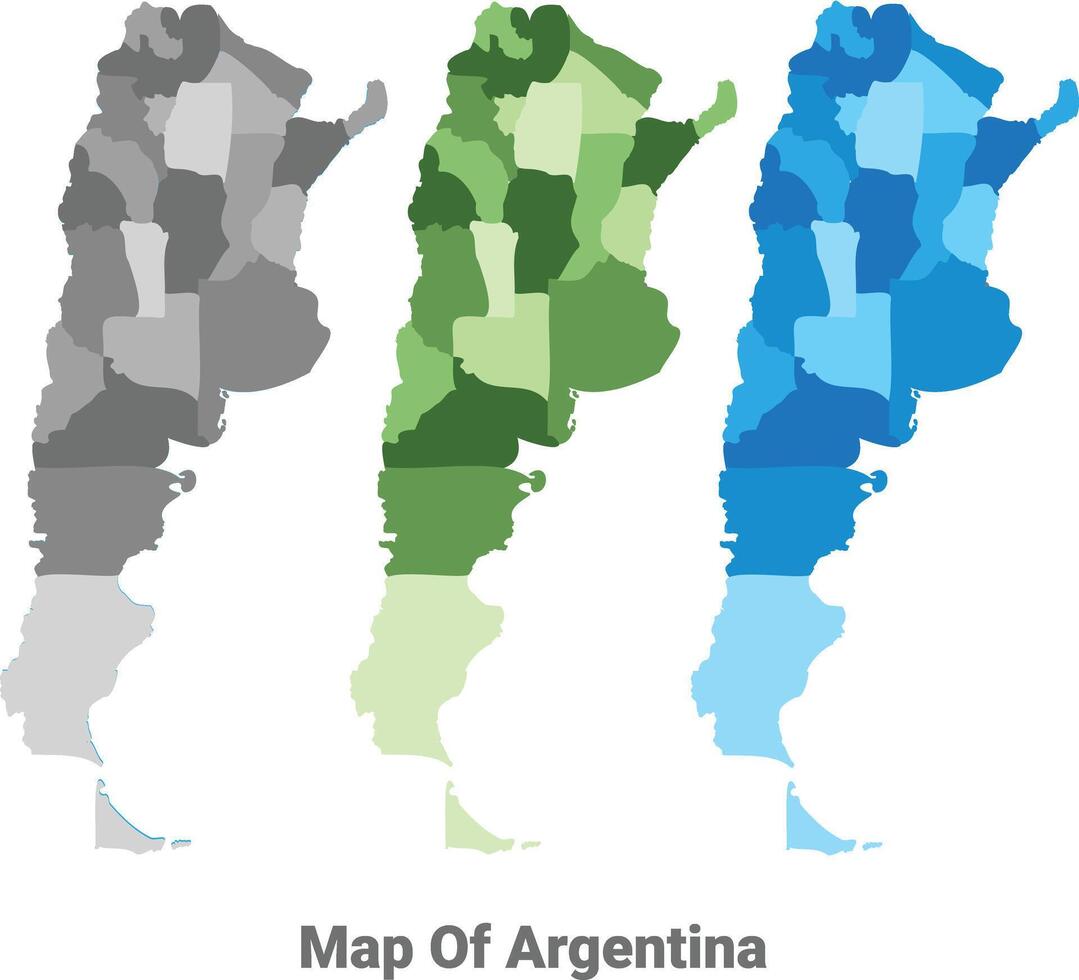 Argentina country map in different colors vector