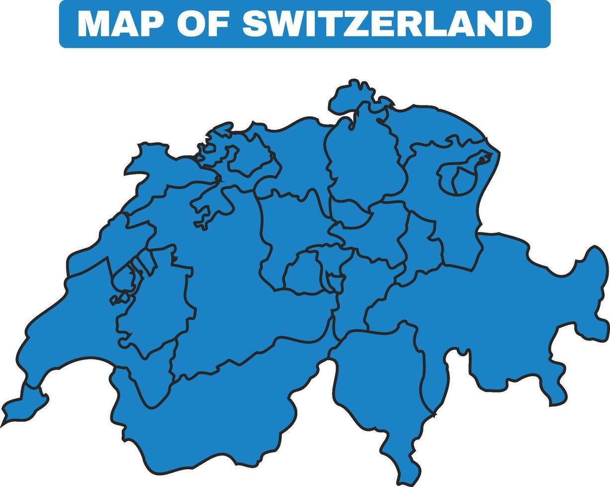 Blue Switzerland country map border outline vector