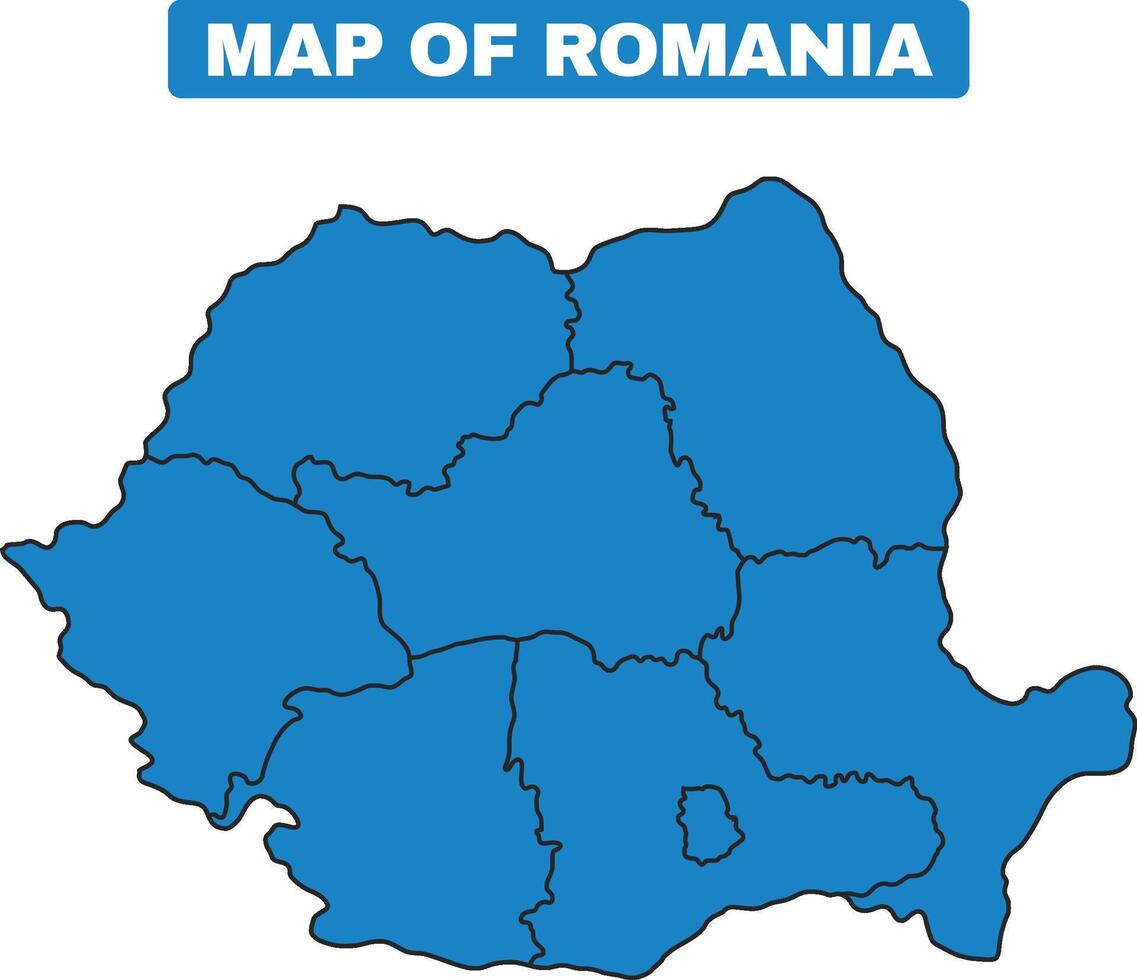 Blue Romania country map border outline vector
