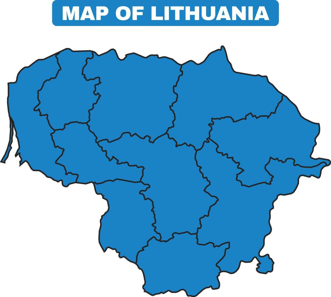Blue Lithuania country map border outline vector