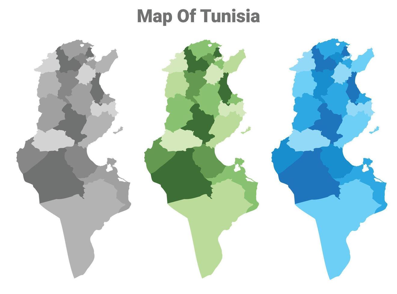 Tunisia country map in different colors vector