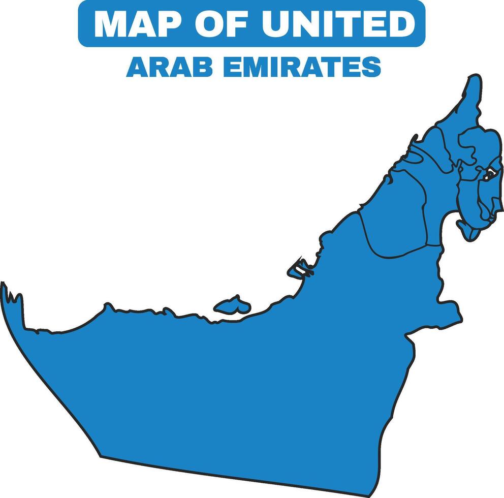 Blue United Arab Emirates country map border outline vector