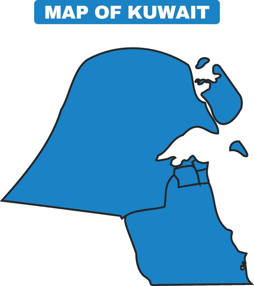 Blue Kuwait country map border outline vector