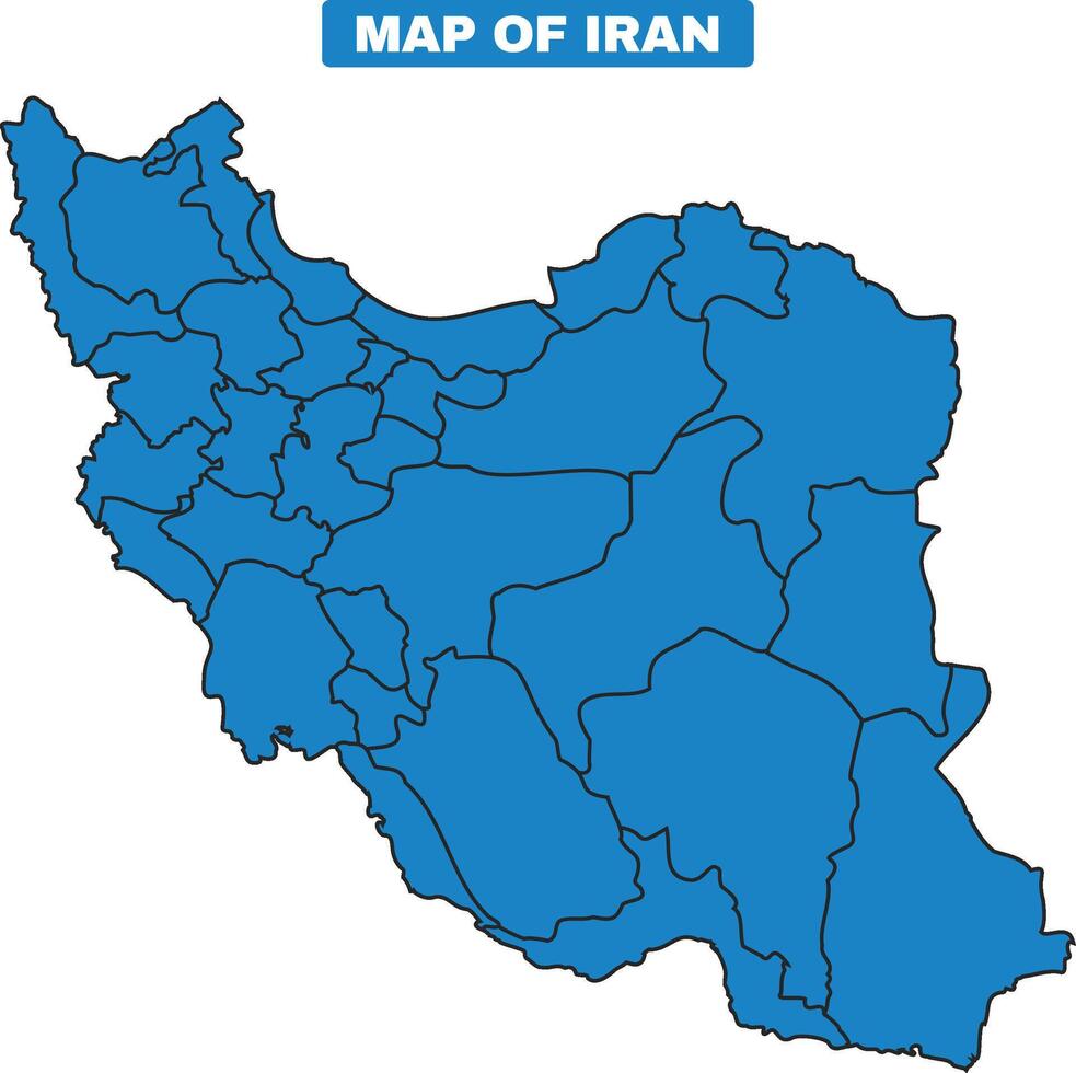 Blue Iran country map border outline vector