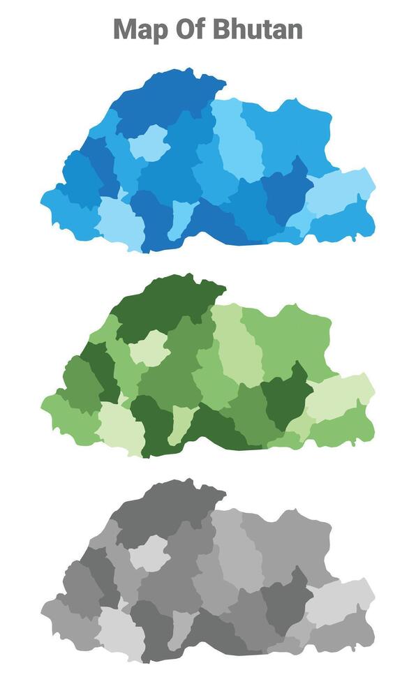 Bhutan country map in different colors vector