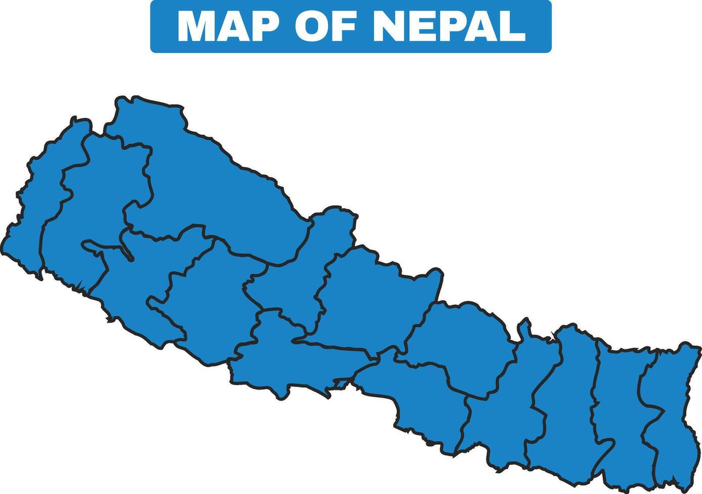 Blue Nepal country map border outline vector