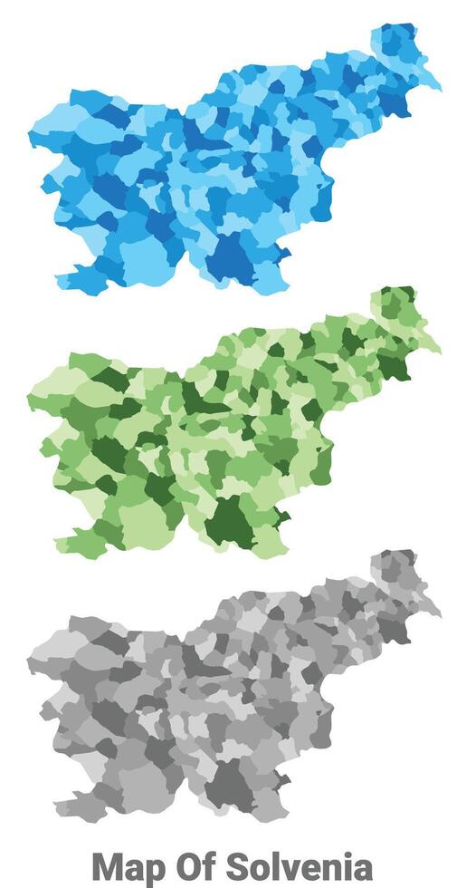 Slovenia country map in different colors vector