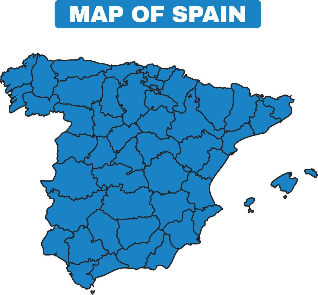 Blue Spain country map border outline vector