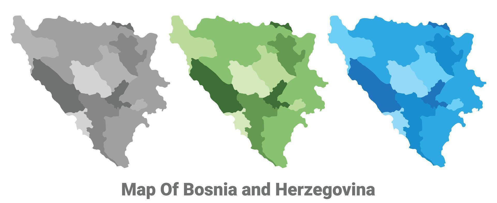 Bosnia country map in different colors vector